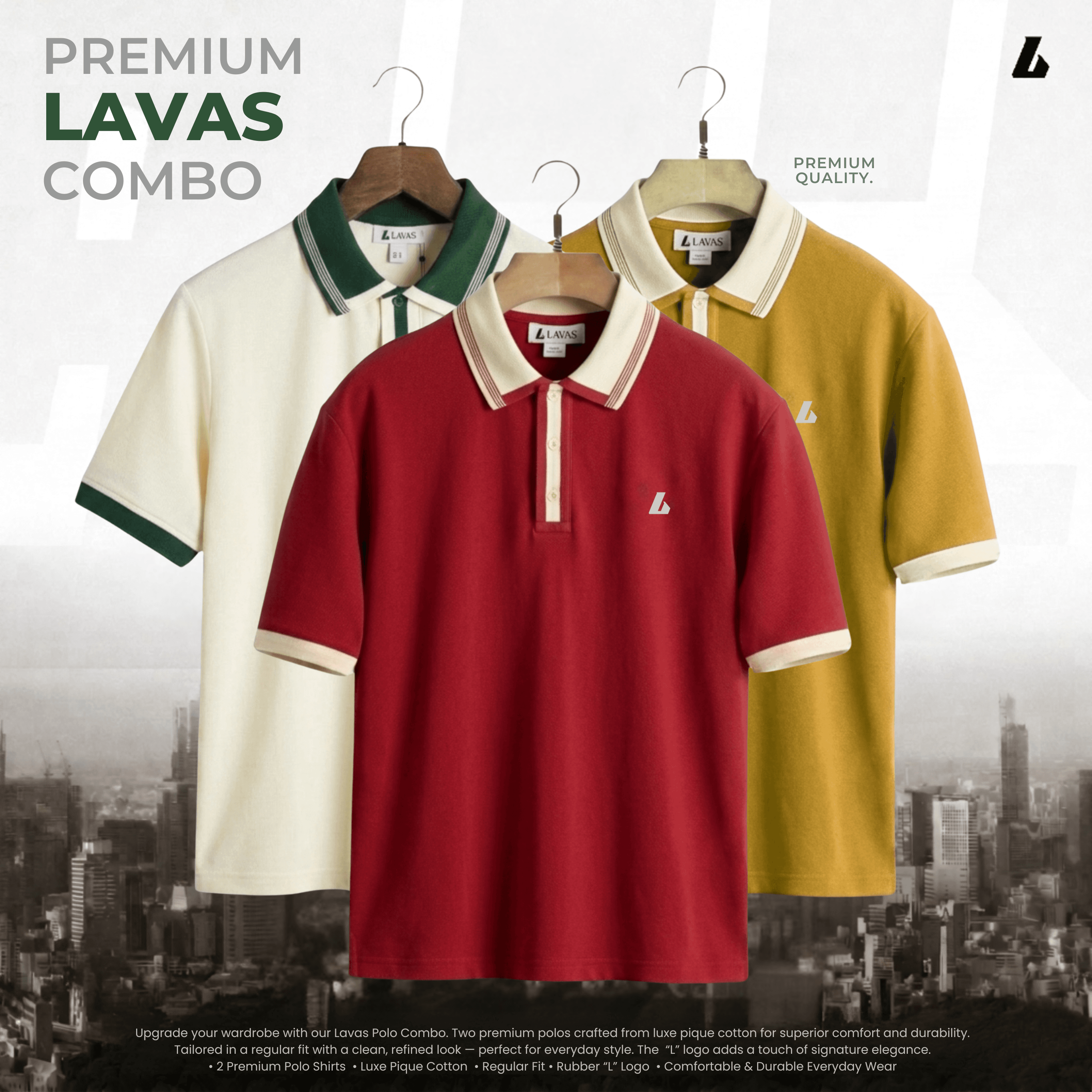 3 pcs Combo Premium Double PK Polo - Synchronizer