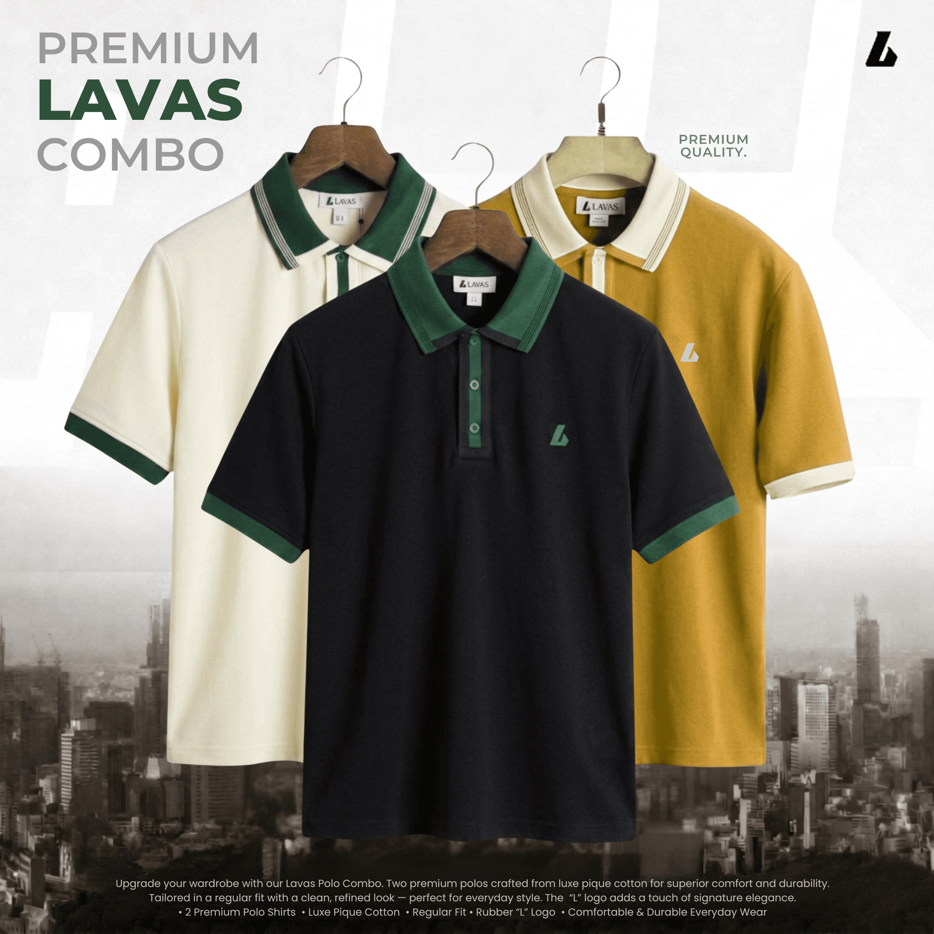 3 pcs Combo Premium Double PK Polo - Synchronizer