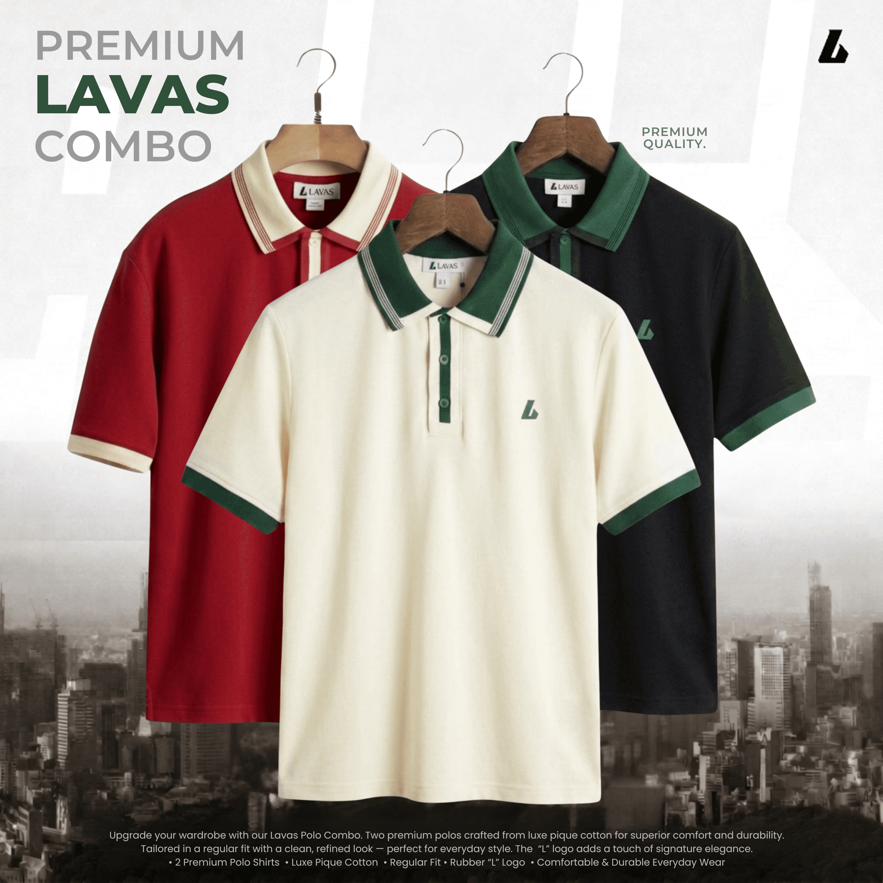 3 pcs Combo Premium Double PK Polo - Synchronizer