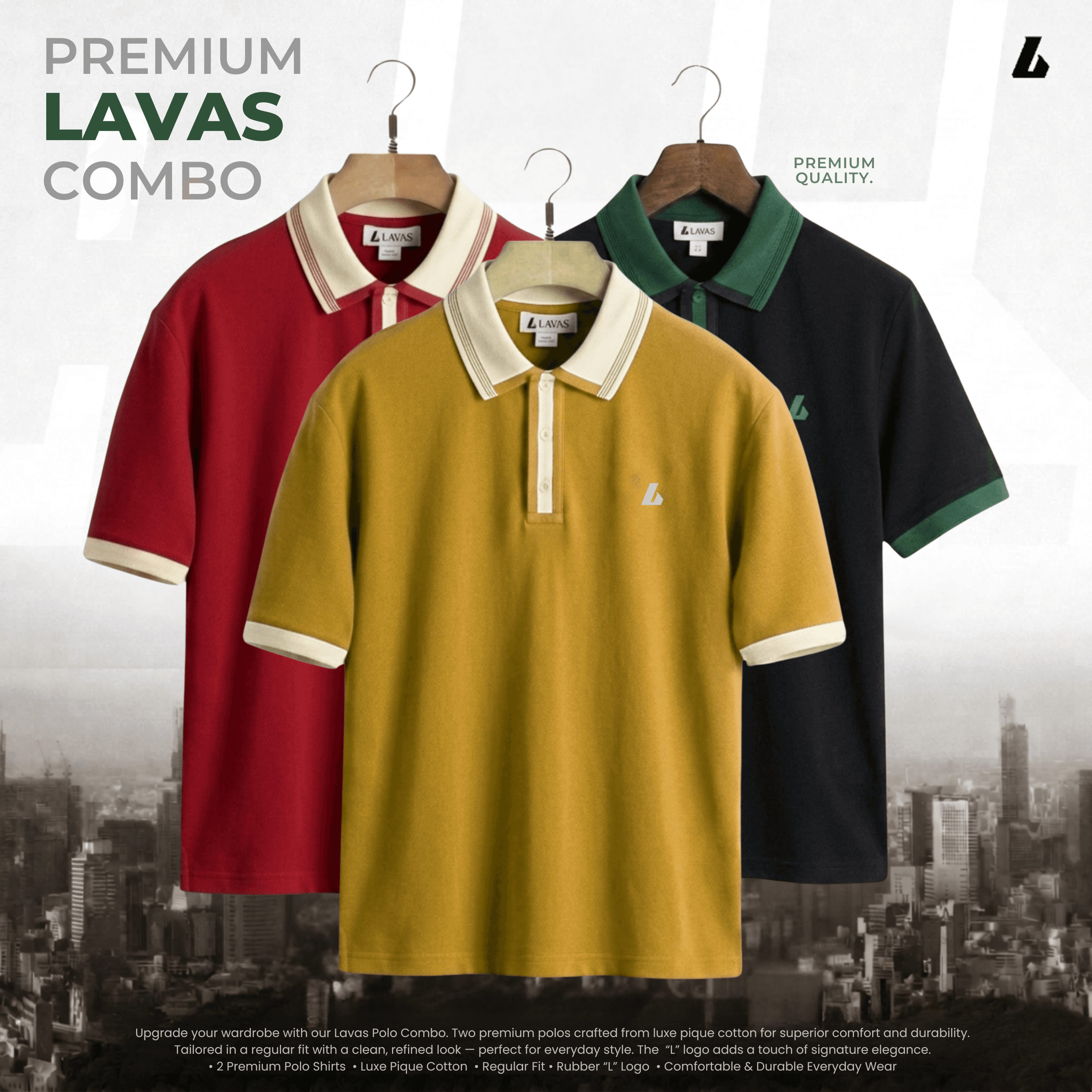 3 pcs Combo Premium Double PK Polo - Synchronizer