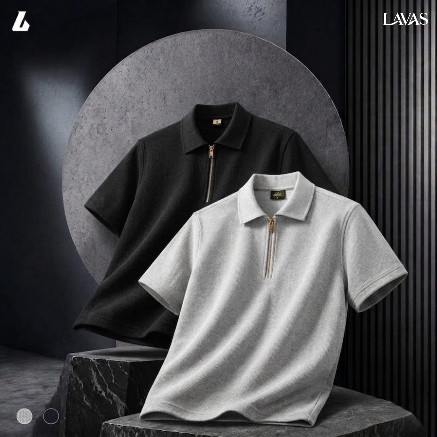 2 Pcs Combo Men’s Premium Waffle Zipper Polo