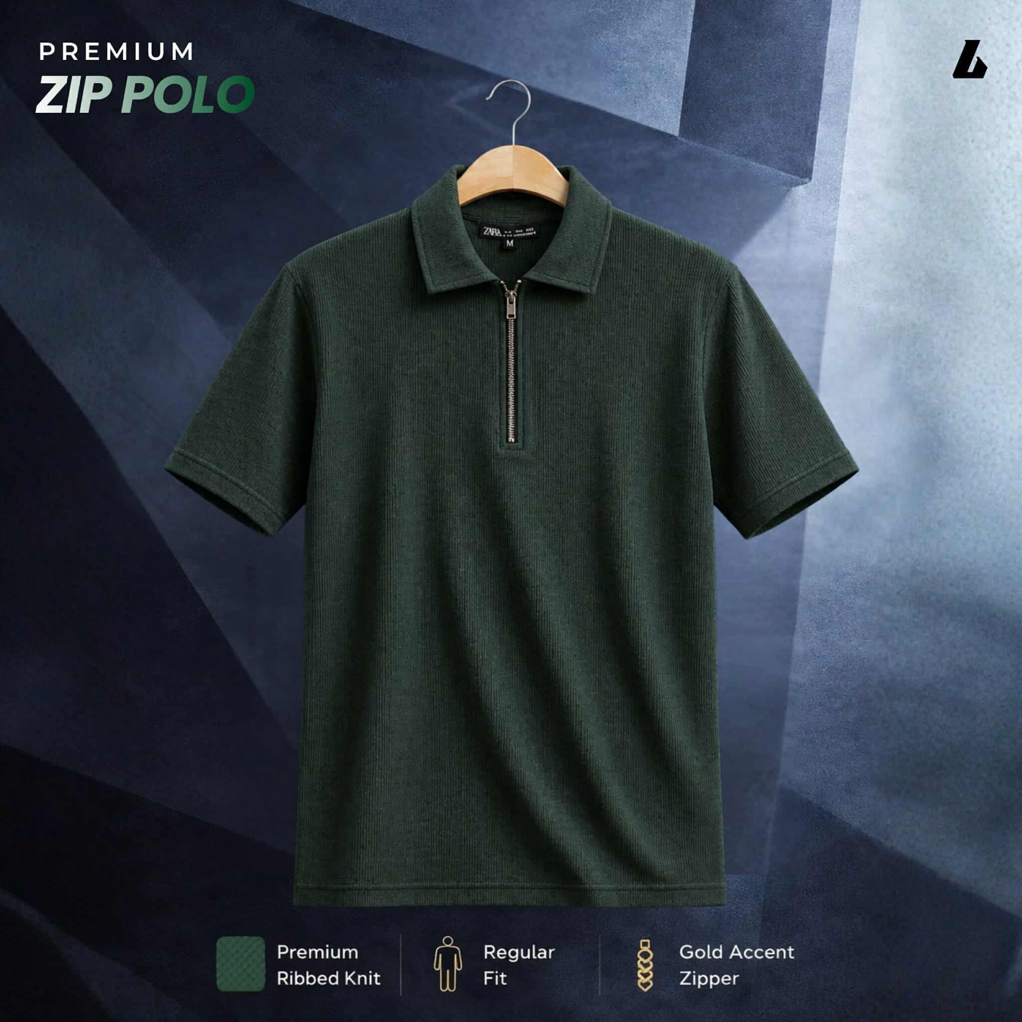 Men’s Premium Waffle Zipper Polo