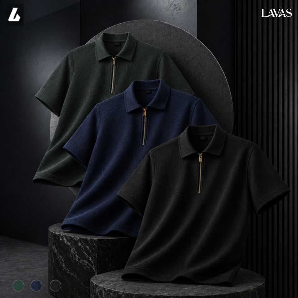 3 Pcs Combo Men’s Premium Waffle Zipper Polo